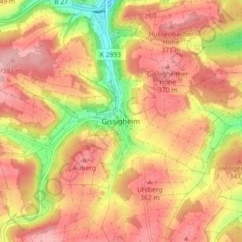 Gissigheim topographic map, elevation, terrain