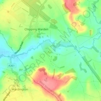 Edgcote topographic map, elevation, terrain