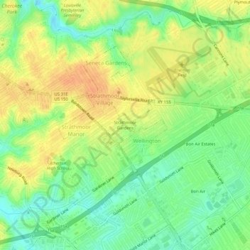 Strathmoor Gardens topographic map, elevation, terrain
