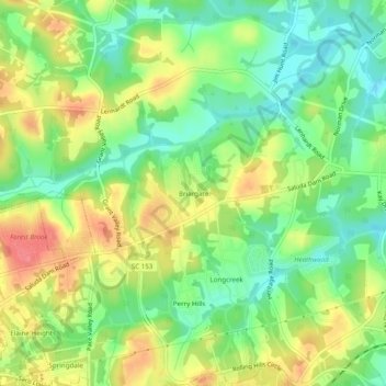 Briargate topographic map, elevation, terrain