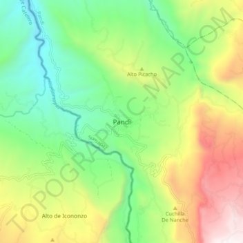 Pandi topographic map, elevation, terrain