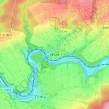 Arfurt topographic map, elevation, terrain
