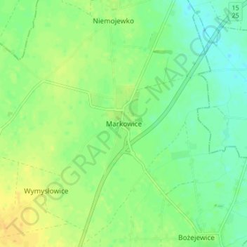 Markowice topographic map, elevation, terrain