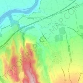 Pouyet topographic map, elevation, terrain