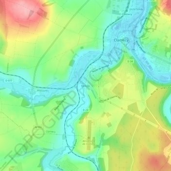 Beaugy topographic map, elevation, terrain