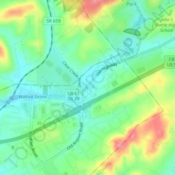 Colonial Heights topographic map, elevation, terrain