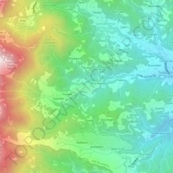 Zulli topographic map, elevation, terrain