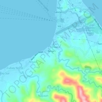 Banga topographic map, elevation, terrain