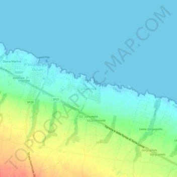 Villanova topographic map, elevation, terrain