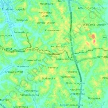 Kottawa topographic map, elevation, terrain