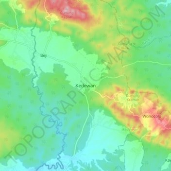 Kedewan topographic map, elevation, terrain