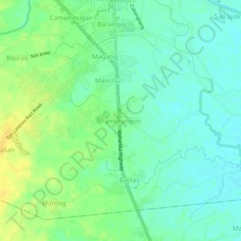 Pamorangon topographic map, elevation, terrain