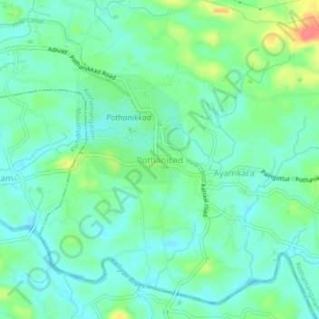 Pothanicad topographic map, elevation, terrain
