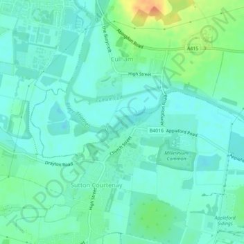 Sutton Pools topographic map, elevation, terrain