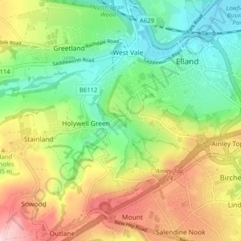 Broad Carr topographic map, elevation, terrain