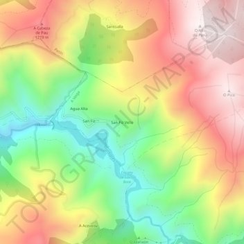 San Fiz Vello topographic map, elevation, terrain