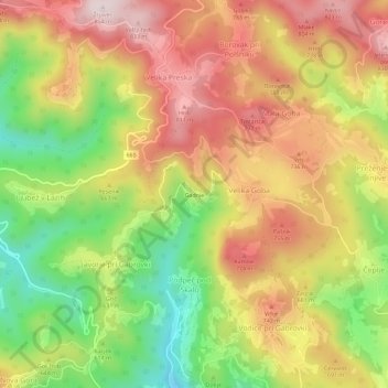 Gadnje topographic map, elevation, terrain