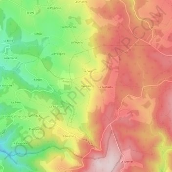 Recolles topographic map, elevation, terrain