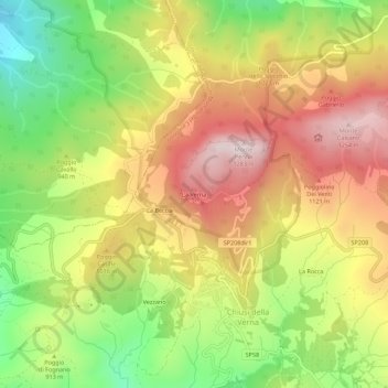 La Verna topographic map, elevation, terrain