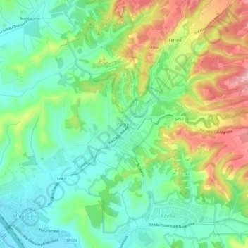 Vaggio topographic map, elevation, terrain