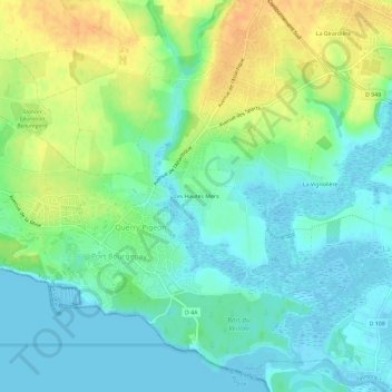Les Hautes Mers topographic map, elevation, terrain