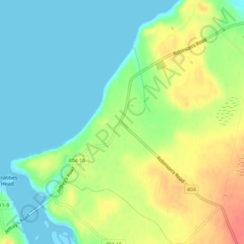 Jeffrey's topographic map, elevation, terrain