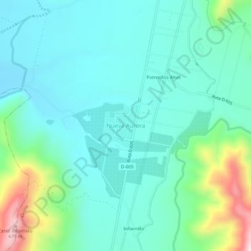 Nueva Aurora topographic map, elevation, terrain