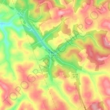 Bacchus topographic map, elevation, terrain