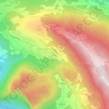 La Joux topographic map, elevation, terrain