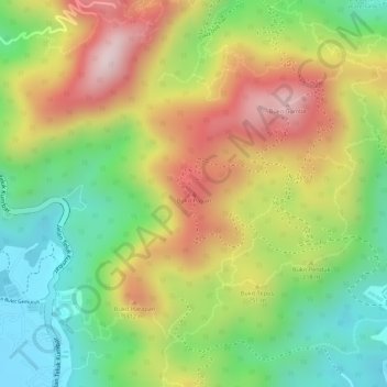 Bukit Papan topographic map, elevation, terrain