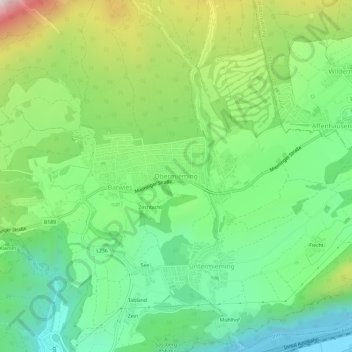 Obermieming topographic map, elevation, terrain