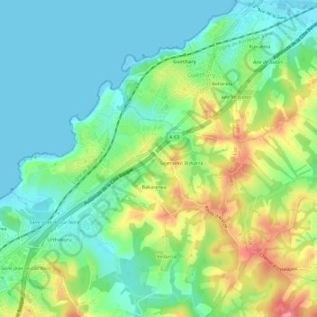 Larrebidea topographic map, elevation, terrain