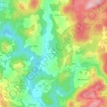 Le Freyssinet topographic map, elevation, terrain