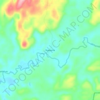 Nyeyama topographic map, elevation, terrain