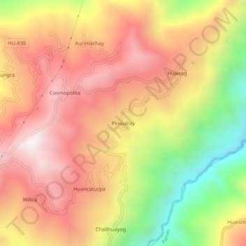 Pinquiray topographic map, elevation, terrain