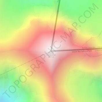 Mount Fairweather topographic map, elevation, terrain