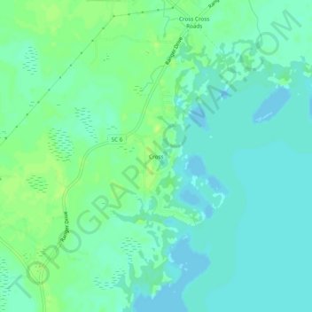 Cross topographic map, elevation, terrain
