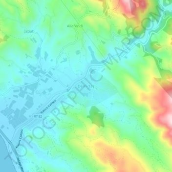 Demirtaş topographic map, elevation, terrain