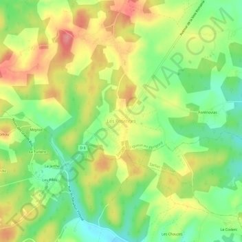 Les Potences topographic map, elevation, terrain