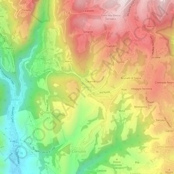 Arzerè topographic map, elevation, terrain