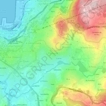 Pardavila topographic map, elevation, terrain