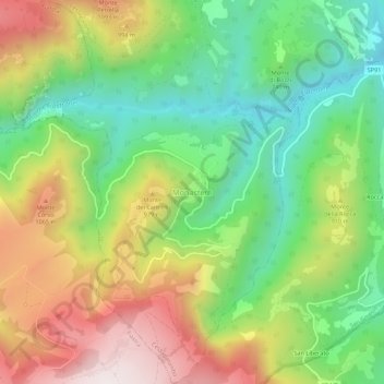 Monastero topographic map, elevation, terrain