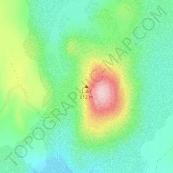 Laki topographic map, elevation, terrain