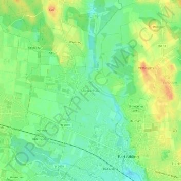 Mietraching topographic map, elevation, terrain