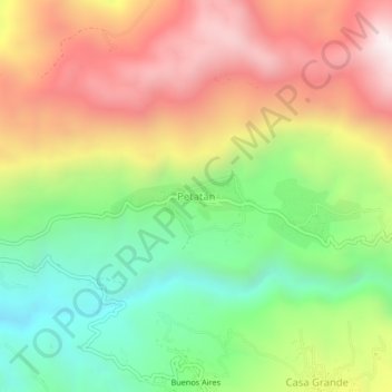Petatán topographic map, elevation, terrain