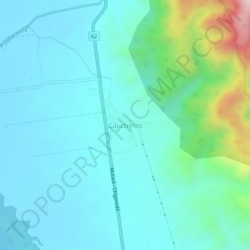 Caucheras topographic map, elevation, terrain
