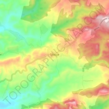 Shebe topographic map, elevation, terrain