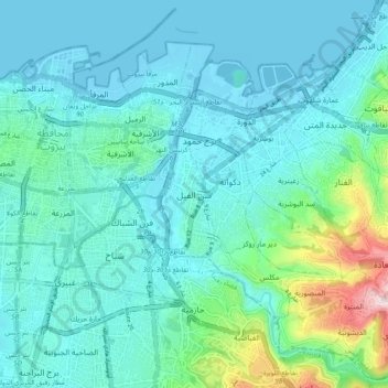 Sinn El Fil topographic map, elevation, terrain