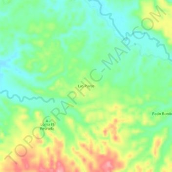 Las Pavas topographic map, elevation, terrain