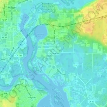 East Milton topographic map, elevation, terrain
